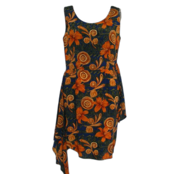 Vintage Spencer Jeremy Dress, 6, Silk, Multicolor, Polynesian, Ties on Hip - Picture 11 of 13